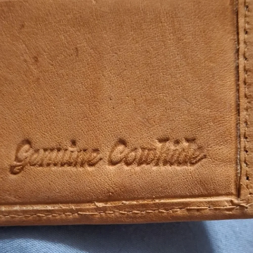 Genuine Cowhide Tan Card Holder Wallet
